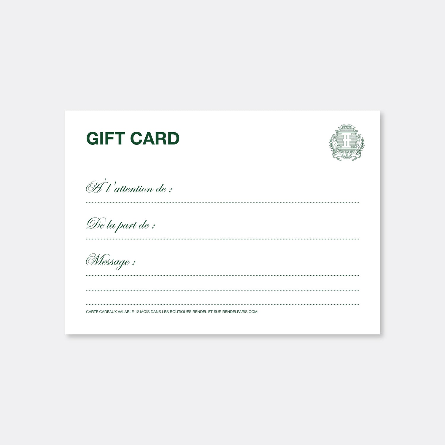 Carte cadeau Rendel